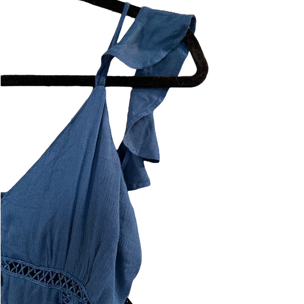 Lulu’s Percy Teal Blue Off-the-Shoulder Button-Up Dress Women’s Small NWT - Picture 2 of 6